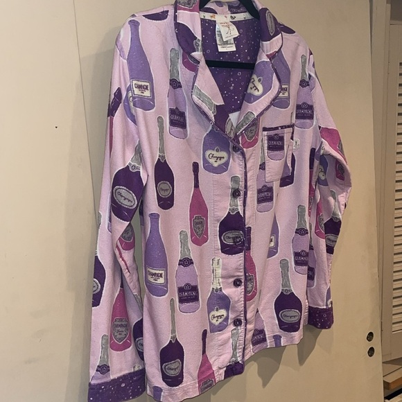 Munki Munki purple and pink champagne themed pajama top only size small flannel - Picture 2 of 6